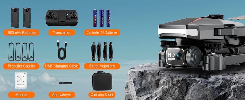 Drone with Camera, 1080P FPV Foldable Drone with Stable Altitude Hold, Gravity Control, Trajectory Flight, 90° Adjustable Lens, One Key Take Off, 2 Batteries, RAGPIP X66 Drone Toy for Kids Adult Beginners