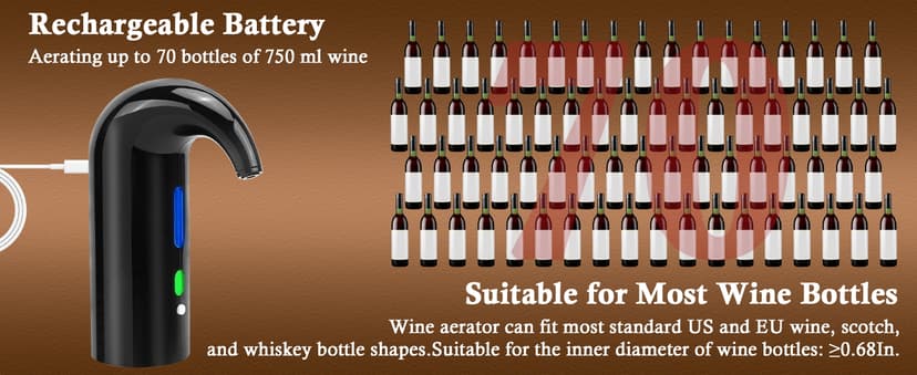 Electric Wine Aerator,Wine dispenser,Aeration and Decanter Wine Pourer,Red White Wine Accessories,Wine Gifts -Black