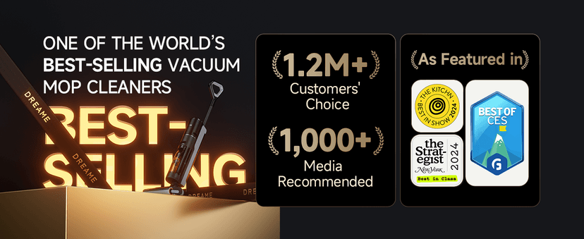 DREAME H12 PRO Vacuum Mop, Wet Dry Vacuum Cleaner for Hard Floor, Vacuum and Mop at The Same Time for Wet & Dry Messes, Auto Self-Cleaning, Edge to Edge Cleaning with Hot Air Drying