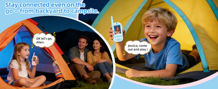 For Age 3-12 Year Old Boys Girls, HD Camera & Voice Changer, 2'' Screen, Outdoor Play Camping Hiking Family Games Video Walkie Talkies for Kids 2 Pack – Rechargeable Intercom Toys B0FZH1HXMB