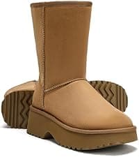 DOBOLIN Womens Winter Snow Boots Duck Waterproof Boots for Women Warm Cozy Mid Calf Booties for Cold Weather