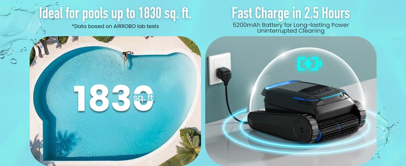 (2026 Upgraded) Robotic Pool Cleaner, Cordless Pool Vacuum for Inground & Above Ground Pools, 120-Min Battery Life, 5000 GPH Suction, Cleans Floor/Wall/Waterline, for Up to 1800 Sq.Ft Pool,Deep Black.
