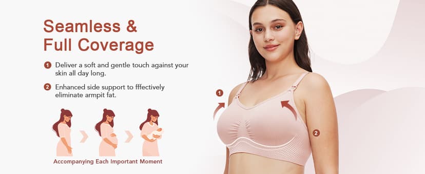 HOFISH 3PACK Full Bust Seamless Nursing Maternity Bras Bralette S-XXL with Extra Bra Extenders & Clips