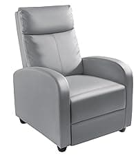 Homall Recliner Chair, Recliner Sofa PU Leather for Adults, Recliners Home Theater Seating with Lumbar Support, Reclining Sofa Chair for Living Room (Black, Leather)
