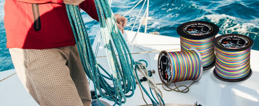 RUNCL 8 Strands Braided Fishing Line - High Visibility Colored Braid Line, Super Strong, Abrasion Resistant, No Stretch, 328yds/546yds/1093yds, 12lb to 100lb for Saltwater or Freshwater Fishing