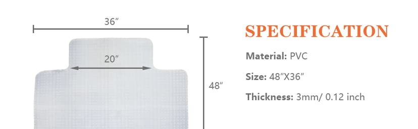 SUPER DEAL Upgraded 48" X 36" Office Chair Mat for Carpet Floor, Non-Slip Under Desk Carpeted Floor Protector, Heavy Duty Clear Plastic Carpet with Lip for Home Office Gaming Chair