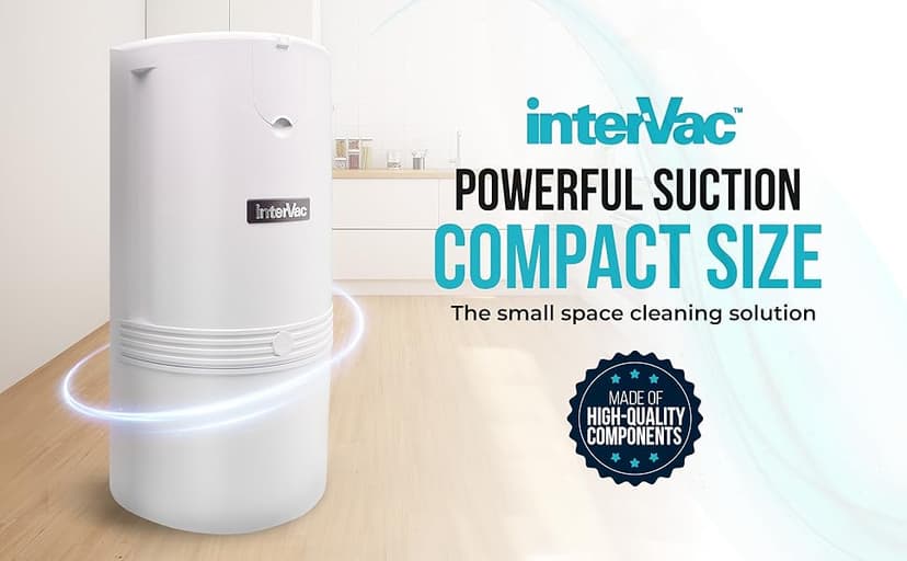 InterVac CondoVac Wall-Mounted Central Vacuum System | UL-Certified, Made in USA | Compact Built-in Vacuum for Condos, Townhomes, Apartments, and Garages