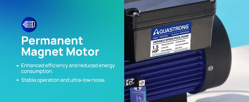Aquastrong Variable Speed Pool Pump In/Above Pool Pump Energy Efficient High Flow Powerful Self Primming Swimming Pool Pumps with Filter Basket,Black