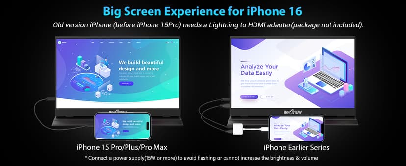 InnoView Portable Monitor, 15.6 Inch FHD 1080P HDMI USB C Second External Monitor for Laptop, Desktop, MacBook, Phones, Tablet, PS5/4, Xbox, Switch, Built-in Speaker with Protective Case