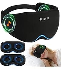 LC-dolida Sleep Headphones, 3D Sleep Mask Bluetooth Wireless Music Eye Mask, Sleeping Headphones for Side Sleepers Sleep Mask with Bluetooth Headphones Ultra-Thin Stereo Speakers Perfect for Sleeping