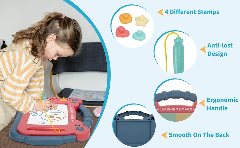 Magnetic Drawing Board for Toddlers 3, Color Erasable Doodle Writing Pad, Learning Painting Sketch Pad, Best Birthday Easter Christmas Halloween Kids Toy Gifts for Boys and Girls(Blue)