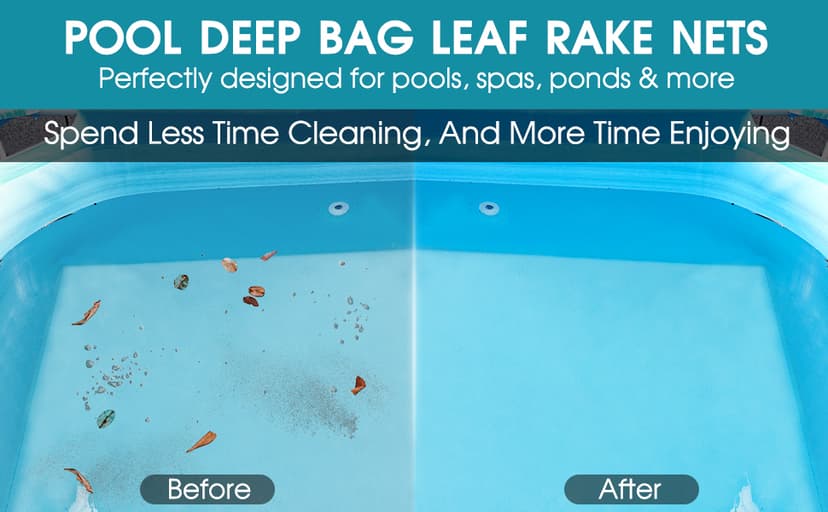 POOLWHALE Pool Skimmer Net Rake, Aluminum Frame Deep Nylon Net, Ultra Fine Mesh Pool Nets for Cleaning Leaves, Debris & Swimming Pools Skimming