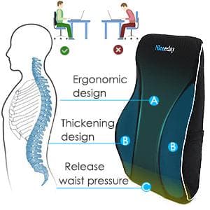 Niceeday Lumbar Support Pillow for Office Chair Car Back Support Pillow, Memory Foam Gaming Chair Desk Chair Back Cushion for Lower Back Pain Relief, Ergonomic Back Rest,Office Home Essentials