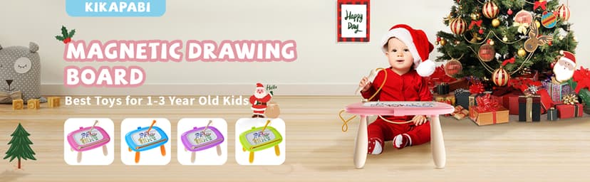 Kikapabi Toddler Magnetic Drawing Board - 1st Birthday Gifts for 1 2 3 Year Old Girls & Boys, Learning Doodle Board, Educational Toys for Baby (Pink)