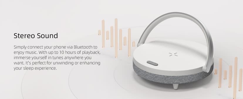 EZVALO Gift for Her, Music Table Lamp with Wireless Charger, 4 in 1 Touch Bedside Lamp, Portable Bluetooth Speaker, Phone Holder, Dimmable LED Night Lights Birthday Gifts for Women, Men, Dad, Mom