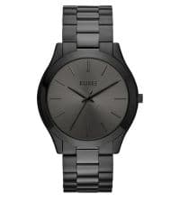 BUREI Men Watches Brown Leather Fashion Minimalist Wrist Watch Simple Ultra Thin Waterproof Quartz Watches All Black Stainless Steel Mesh Band,Gift for Men Women