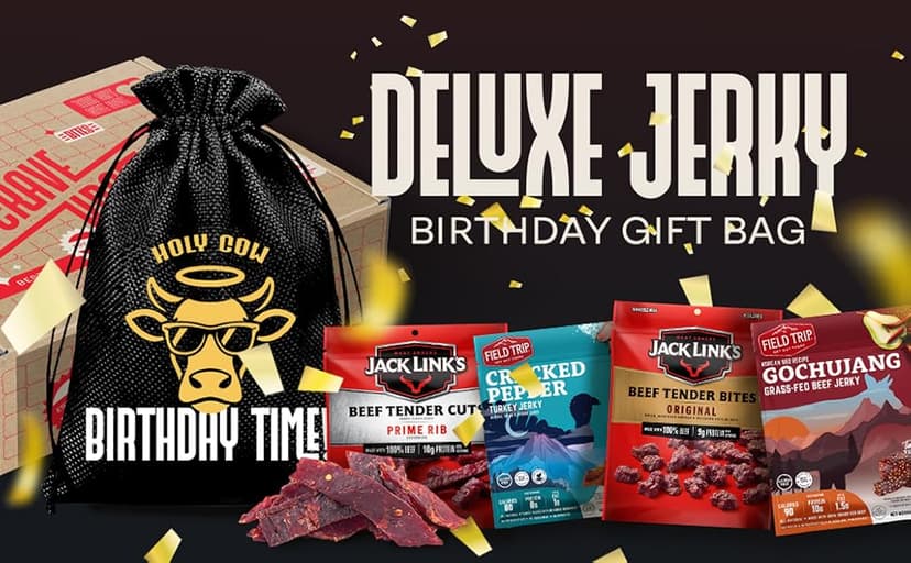 Mens birthday gift ideas: Jerky birthday basket & happy birthday gift card - birthday gifts for men & husband birthday gift Jerky Birthday Gift Basket - Birthday Gifts for Men, Dad Birthday Gift Idea B0HDWSKW5Q