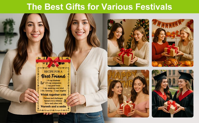 Friend Kitchen Gift Bamboo Cutting Board Decorative Unique Birthday Present Xmas Charcuterie Boards for Friends Christmas Wooden Cheese Board Thanksgiving Friendship Gifts Chopping Board