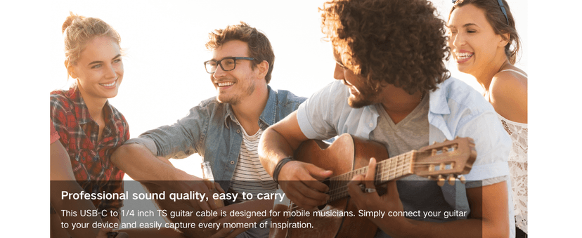 HOSONGIN USB Guitar Cable, Dual USB-C and USB-A Connectors, 16-bit/48kHz High-Fidelity Audio Adapter for Electric Guitar/Bass, Compatible with GarageBand, Audacity, and MacBook, 10 Feet