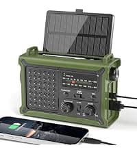 AM FM NOAA Weather Radio Battery Operated with 2-Mode LED Flashlight Cell Phone Charger Dual Outputs SOS Solar Radio Emergency Hand Crank 12000mAh with Clear Signal B0F4QW1PP1