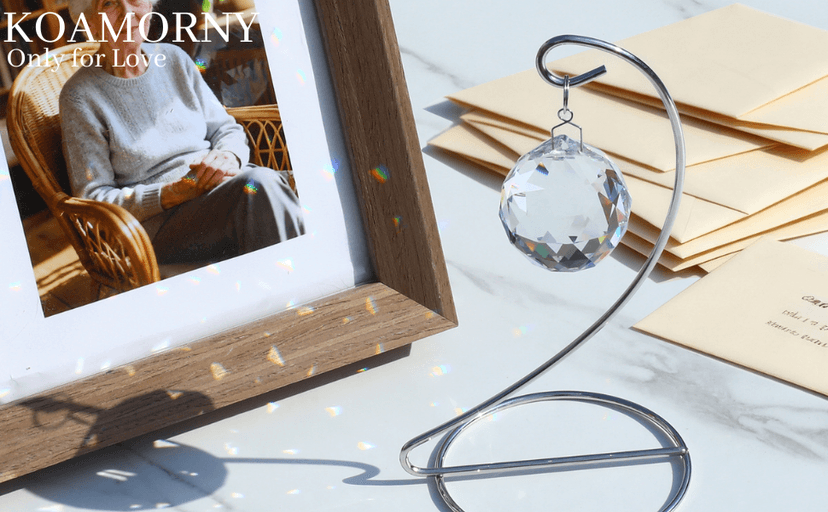 Memorial Gift with Stand, Unique Sympathy Idea for Loss of Family & Loved One, Tabletop Clear Crystal Rainbow Maker, Thoughtful Remembrance Bereavement Box