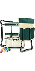 KVR Upgraded Garden Kneeler and Seat with Thicken & Widen Soft Kneeling Pad,Heavy Duty Foldable Gardener Stool with 2 Tool Pouches,Gardening Gifts for Women Mom Men Seniors¡… B0972Y5LTY