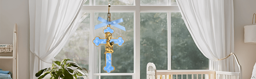 KOMI Pink Enamel Baby Wall Cross Christening Gifts Praying Girl Cross Christening and Dedication Baptismal Gifts from Godparents