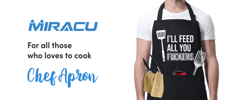 Miracu Funny Cooking Aprons for Men Women, Funny Dad Gifts for Mens Father, Mom - Fathers Christmas, Birthday Gifts for Dad Step Brother Boyfriend Husband, Cool BBQ Grilling Kitchen Chef Apron