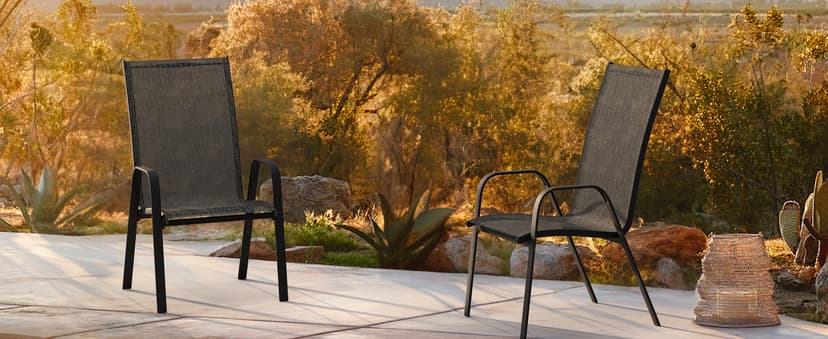 JEAREY Patio Dining Chairs Set of 4, Outdoor Stackable Dining Furniture Set, All Weather Dining Set for Lawn, Garden, Backyard, Poolside, Brown