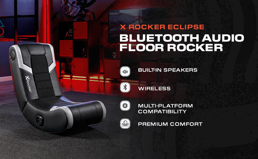 X Rocker Video Gaming Floor Rocker Chair, Built-in Audio, Foldable, for Gamers, Bedroom, or Game Room for Boys, Girls, Teens 5-17, Gifts for Gamers