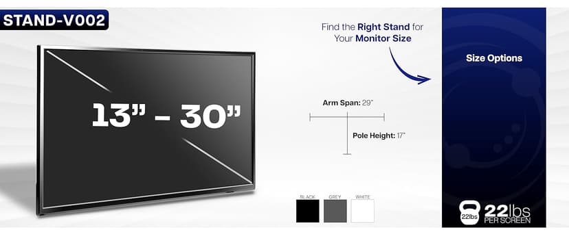 VIVO Dual Monitor Desk Mount, Holds 2 Computer Screens up to 30 inches and 22lbs Each, Heavy Duty Fully Adjustable Steel Stand with C-Clamp and Grommet, Black, STAND-V002