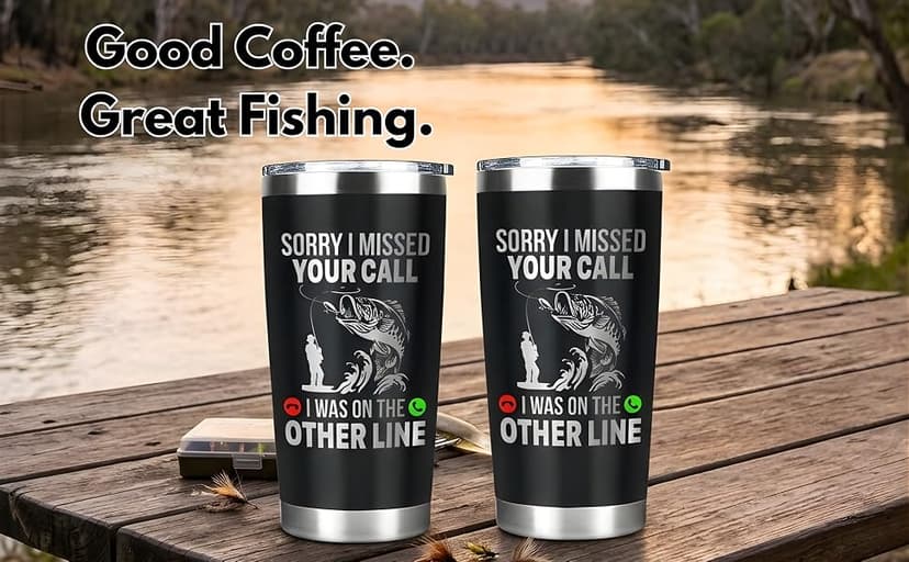 Funny Fish Gifts for Men - Sorry I Missed Your Call I Was On The Other Line Fish Tumbler - Fish Cup for Men - Fathers Day Christmas Birthday Fisherman Gifts - Fisherman Retirement Gift B0GQ3RCLNH