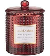 LA JOLIE MUSE Santal Rose Scented Candle – Saffron, Rose & Leather | 6 oz Natural Soy Wax | 40 Hours Clean Burn | Gift-Ready for Hosts & Gatherings | Elegant Home Decor