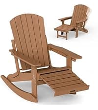 Folding Adirondack Chair, HDPE All-Weather Fire Pit Chairs, Plastic Adirondack Chairs with 2 Cup Holder, Outdoor Lawn Chair for Patio Garden (Black)