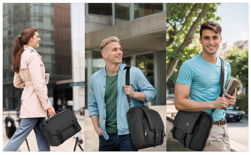 MATEIN Messenger Bag for Men, Briefcases Lightweight Men's Laptop Bag 15.6 inch Water Resistant Crossbody School Satchel Bags Computer Work Office Bag with Shoulder Strap, Black