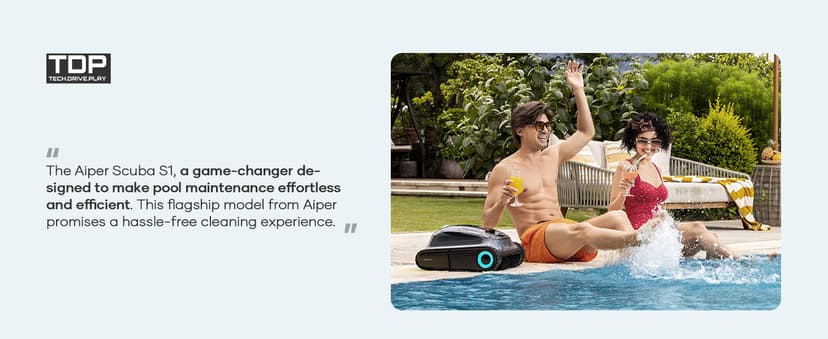 (2025 Upgrade) Aiper Scuba S1 Robotic Pool Cleaner, Wall & Waterline Cleaning, Double Filtration, Extended 180-Min Battery Life, Smart Navigation, App Support, OTA Upgrade