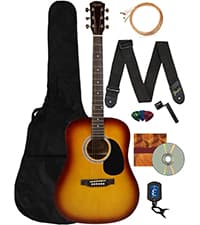 Fender FA-125 Acoustic Guitar - Sunburst Bundle with Gig Bag, Tuner, Strings, Strap, Picks, and Austin Bazaar Instructional DVD