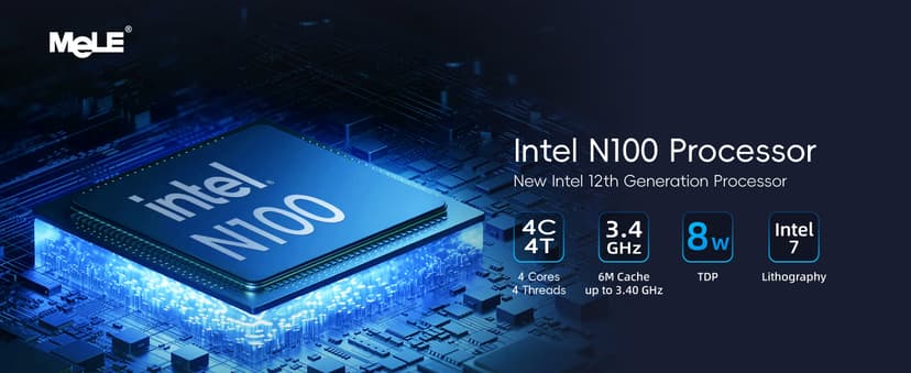 MeLE Fanless Mini PC Quieter 4C, N100 16GB RAM 512GB Storage Win 11 Mini Computers, Micro PC with Full-Functional USB-C, 2.4G/5G WiFi, 4K Triple Screen on Home, Office, Education, Astrophotography