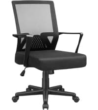 Furmax Office Chair Ergonomic Computer Desk Mesh Chair Mid Back Swivel Lumbar Support with Armrest (1, Black)