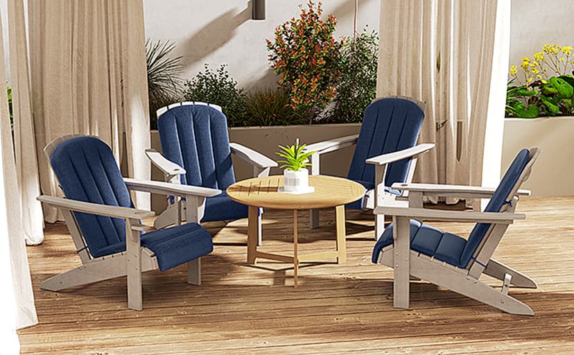 Outsunny Adirondack Chair Cushion Set of 4, Outdoor Chair Cushions with Ties, 25D High-Density Foam, High Back Patio Chair Cushions, Fade Resistant for Patio Furniture, 49" x 20" x 2", Navy Blue