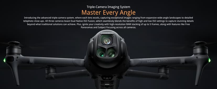 DJI Mavic 4 Pro Triple Camera Flagship Drone Creator Combo (DJI RC Pro 2), 512GB Onboard Storage, 100MP Hasselblad Camera, 6K HDR Video, 0.1-Lux Nightscape, Obstacle Sensing Bundle with Deco Gear Kit