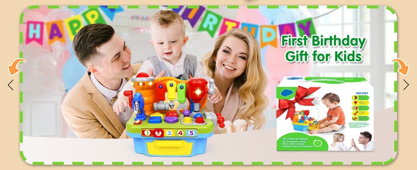 Montessori Toys with Sound Lights Effect, Shape Sorter, Christmas Birthday Gift for Boy Girl,Engineer Pretend Play Workbench Toys for 1 Year Old Boy, Musical Toy Tool Bench, 1 2 3 Years old Boy Gifts B08345YDXJ