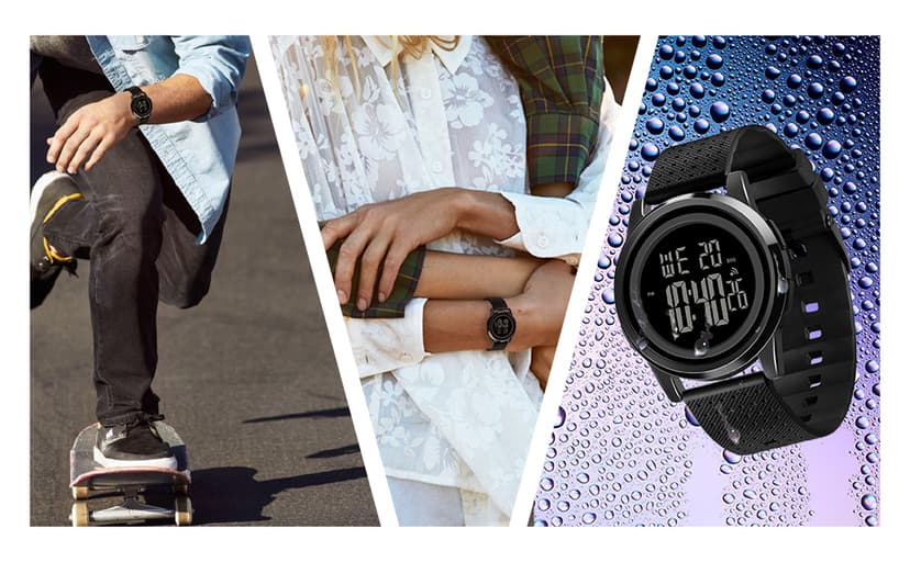 YUINK Mens Watch Ultra-Thin Digital Sports Watch Waterproof Stainless Steel Fashion Wrist Watch for Men Women