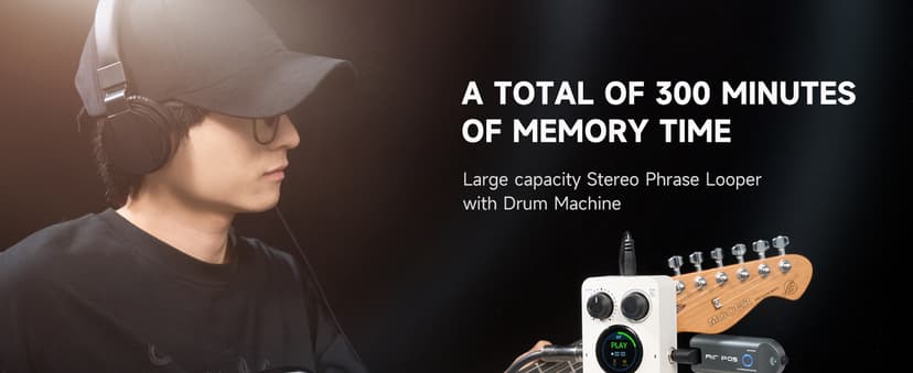 MOOER GL100 Looper Pedal Drum Machine, 2 in 1 Drum Looper Guitar Pedal 1.3-inch Touchsreen 100 Slots with 300 Minutes in Total Auto-record Time Stretch Function Dedicated Editor Software