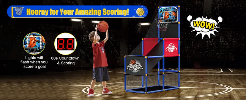 Kids Arcade Basketball Hoop Indoor Outdoor Single Shot Basketball Game for Toddler,Carnival Games Sport Gifts for Boys Girls Ages 3-8 Years Old,Ideal for Competition