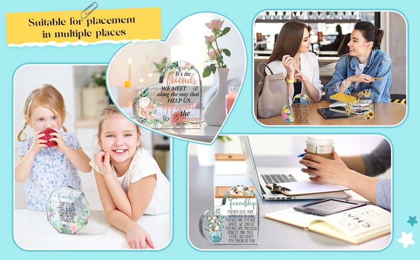 Spiareal Gift for Friend Friendship Women Friend Friendship Birthday Cheer up Gift Acrylic Heart Butterfly Keepsake Paperweight for Home Office Table Shelf(Classic)