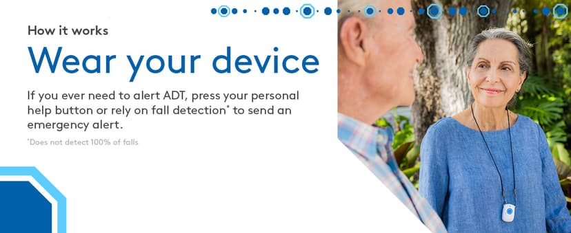 ADT-Monitored 24/7, LTE/GPS Technology, Waterproof Wearable Bracelet, Home & On-the-Go Safety ADT On-The-Go Mobile Medical Alert System for Seniors, Neck Pendant B09JT3ZQWC