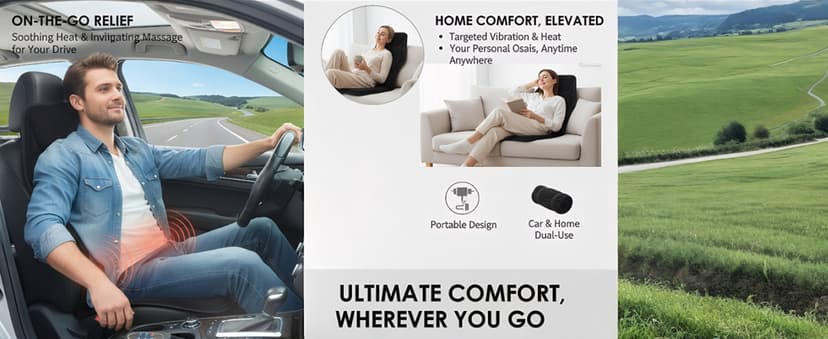 Vibration Back Massager with Heat, Seat Massager with 9 Vibrating Motors & 5 Modes, Chair Massager Cushion, Massage Pad for Chair, Office, Gifts for Mom