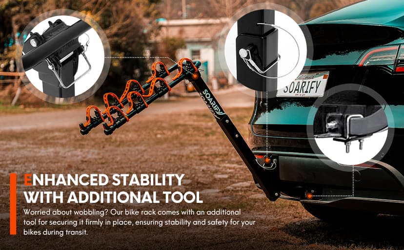 Bike Rack for Car, SUV, RV, Mount Hitch Bike Back 4, Up to 143 lbs Load Bicycle Rack Carrier Rubber Straps, Tilt Release with 2" Hitch for Cars (4BIKES)