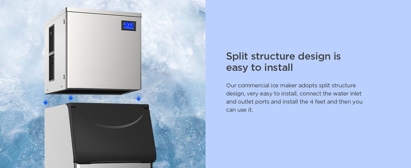 Commercial Ice Maker Machine 432 Lbs/24H with 400LBS Large Storage Bin Ice Ready in Air Cooled Clear Cube Ice for Bar Business Cafe ETL NSF(432 Lbs/24H)